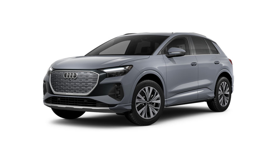 3/4 side view of the Audi Q4 e-tron.