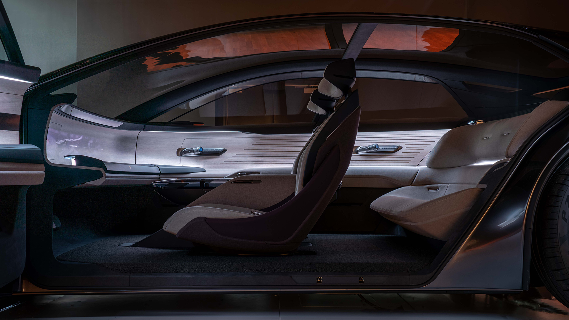 Interior view of an Audi concept vehicle.