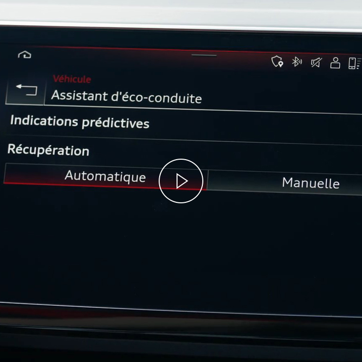 Gros plan du menu des paramètres de charge du système MMI Audi.  