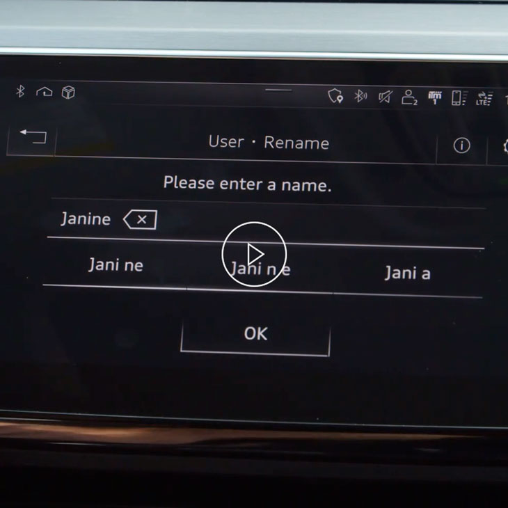  Close-up photo of the Profile selection screen on the Audi MMI touch display. 