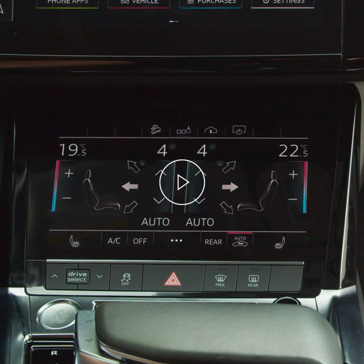  Close-up photo of the climate control screen on the Audi MMI display inside an Audi vehicle.