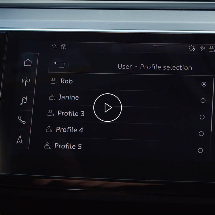  Close-up photo of the Profile selection screen on the Audi MMI touch display. 