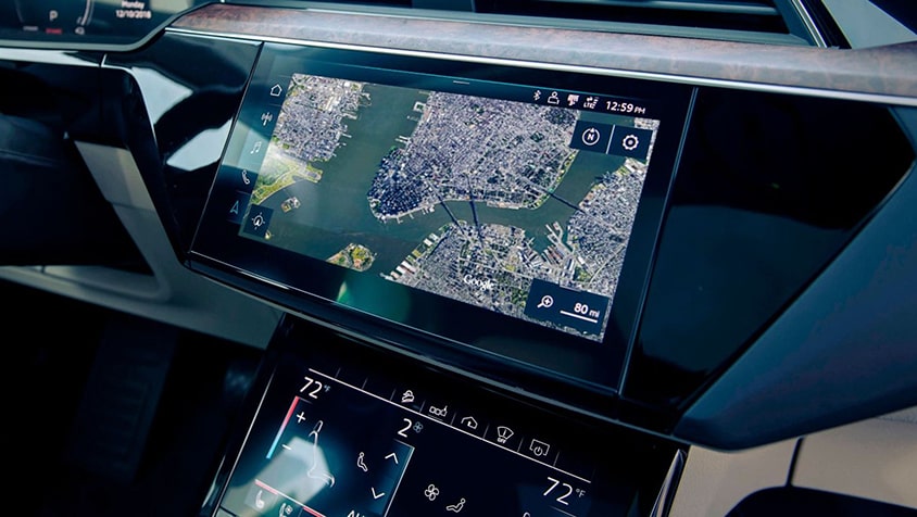 View of a map displayed on the Audi MMI