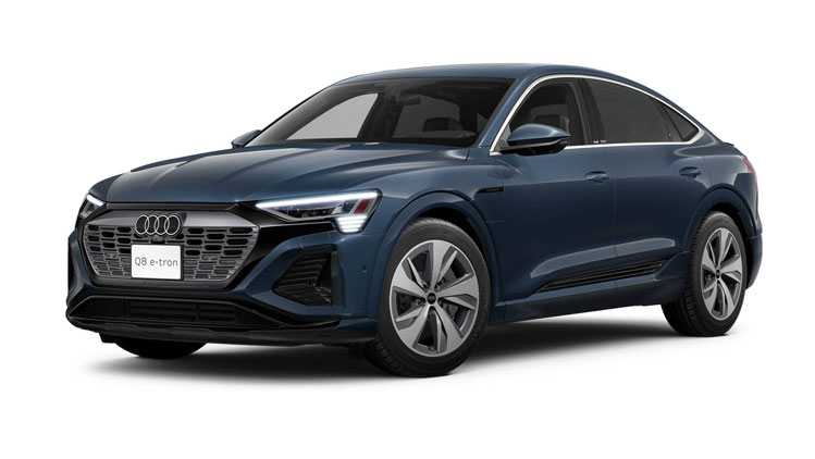 Three-quarter front view of the Audi Q8 Sportback e-tron.